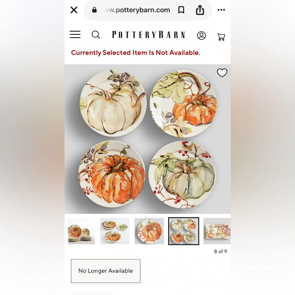 Williams Sonoma Autumn Pumpkin 3 Salad Plates